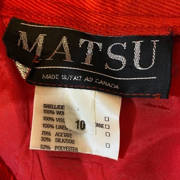 Vintage Matsu 100%‎ Wool Siren Red Career Pleated Pencil Skirt - Picture 3 of 6
